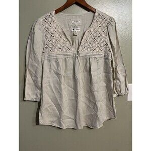 Malvin Womens Beige 100% Linen Blouse Beach Resort 8